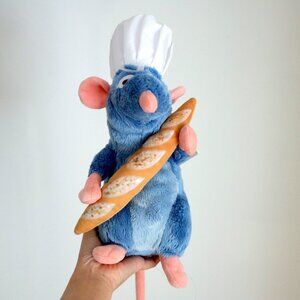 Disney Ratatouille Remy Rat With Bread White hat Soft Plush Toy / New with Tag